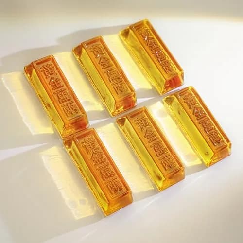 YU FENG 6 Pack Crystal Glass Golden Bar Figurines 6.35cm (2.5 Inch) | Feng Shui Wealth Decor thumbnail 6