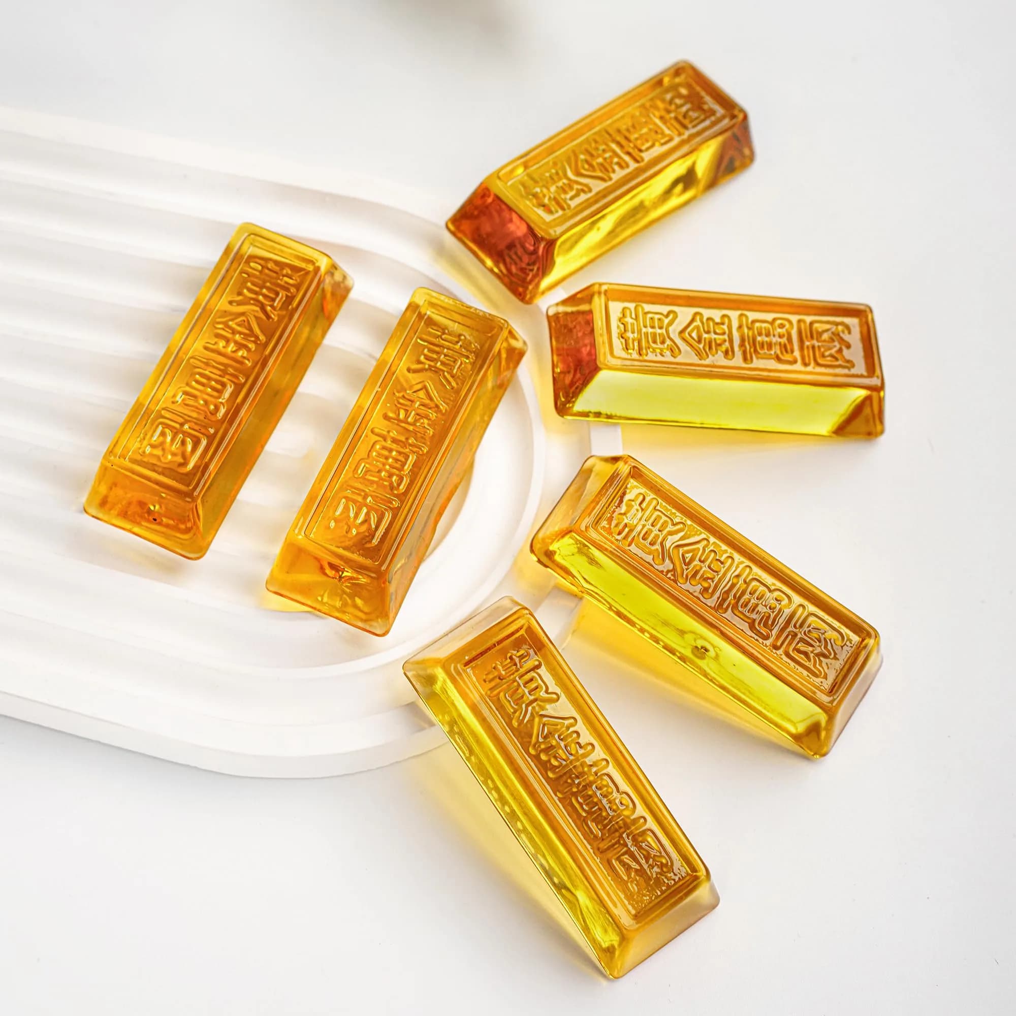 YU FENG 6 Pack Crystal Glass Golden Bar Figurines 6.35cm (2.5 Inch) | Feng Shui Wealth Decor - view 7