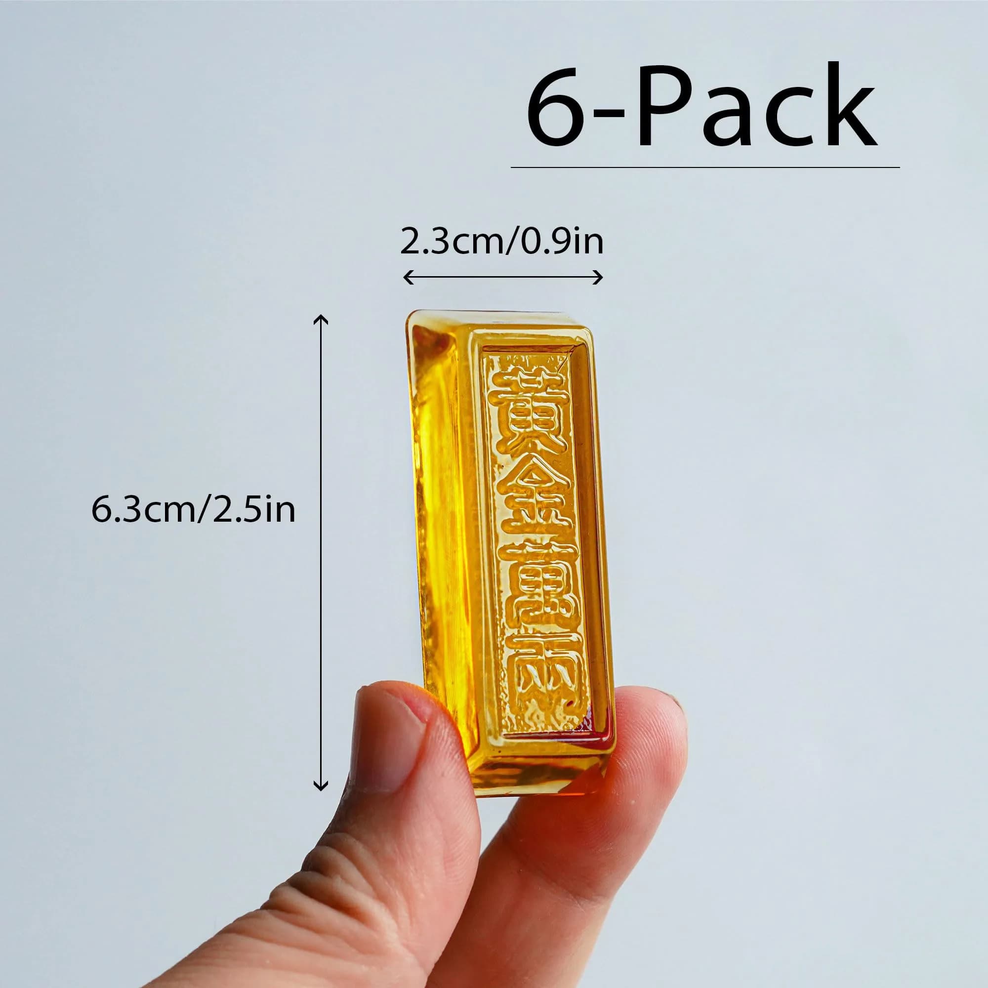 YU FENG Gold Brick Bullion Crystal Yuan Bao Figurines - 7.62 cm (3 Inch) Golden Ingot Decor for Wealth & Abundance - view 2