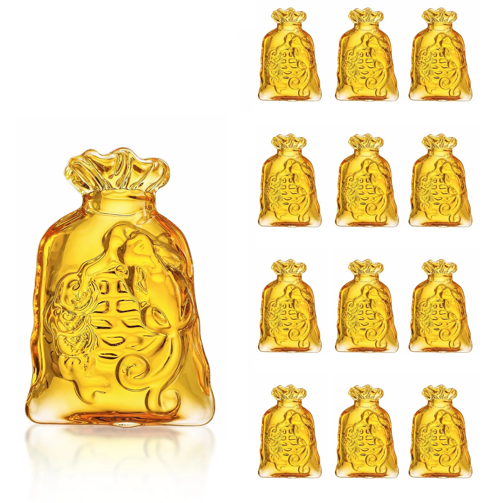 YU FENG Crystal Money Bag Figurines (Pack of 13) | Golden Ingot Decor for Wealth & Abundance - main product image