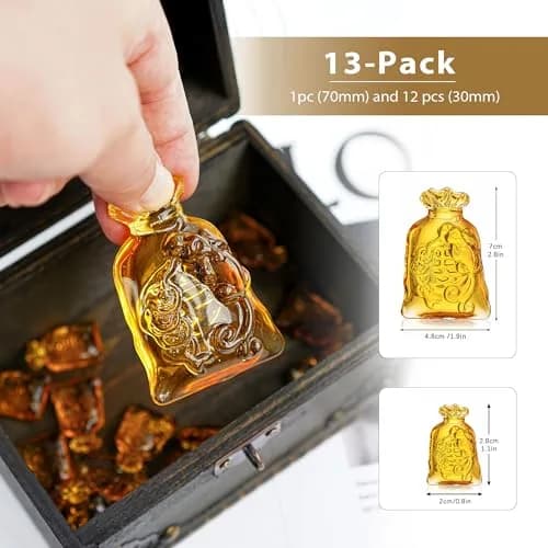 YU FENG Crystal Wealth Figurines 13 Pack | 70mm & 30mm Money Bag Decor thumbnail 2