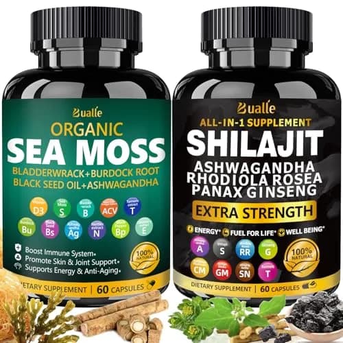 Bualle Shilajit Capsules 120 Count | Organic Himalayan & Immunity Boost thumbnail 1