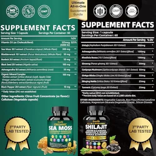 Bualle Shilajit Capsules 120 Count | Organic Himalayan & Immunity Boost thumbnail 3