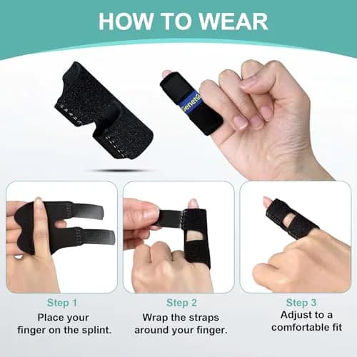 GenetGo Small Finger Splint 2-Pack | Black, Adult Pinkie & Kid's Finger Support for Arthritis & Injuries thumbnail 4