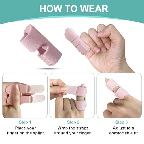 GenetGo Pink 2 Pack Small Finger Splint | Finger Brace for Broken Pinky, Arthritis Pain, Immobilization (Small) thumbnail 4