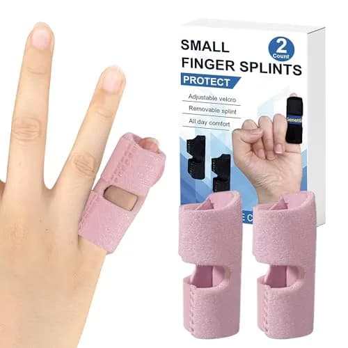 GenetGo Pink 2 Pack Small Finger Splint | Finger Brace for Broken Pinky, Arthritis Pain, Immobilization (Small) thumbnail 1