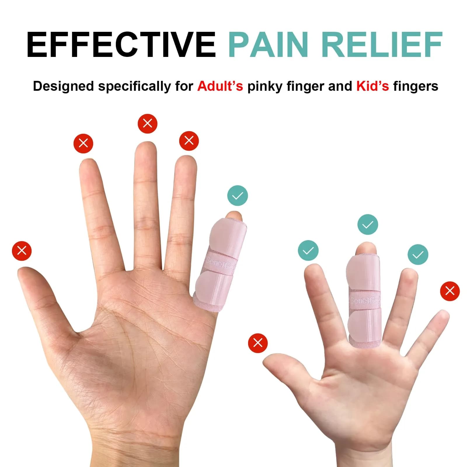 GenetGo Pink 2 Pack Small Finger Splint | Finger Brace for Broken Pinky, Arthritis Pain, Immobilization (Small) - view 3