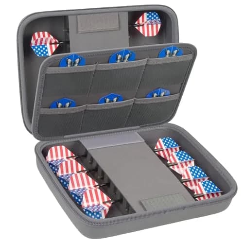GWCASE Dart Case for 16 Steel & Soft Tip Darts | Grey, 12 Pockets, Durable Nylon, Travel Friendly thumbnail 1