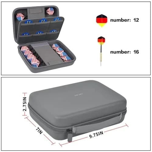 GWCASE Dart Case for 16 Steel & Soft Tip Darts | Grey, 12 Pockets, Durable Nylon, Travel Friendly thumbnail 4
