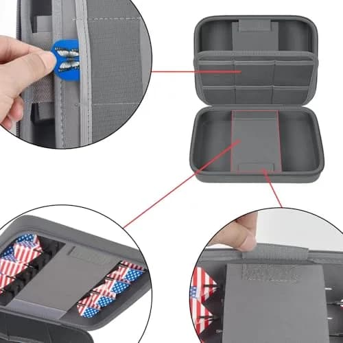 GWCASE Dart Case for 16 Steel & Soft Tip Darts | Grey, 12 Pockets, Durable Nylon, Travel Friendly thumbnail 3