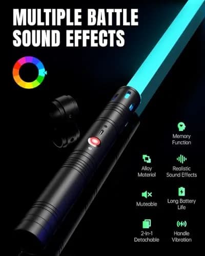 Viglaschill Dueling Lightsaber Toy 20 Colors 4 Modes | Rechargeable 2-in-1 Light Saber for Kids & Adults thumbnail 5