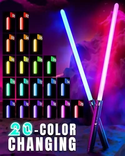 Viglaschill Dueling Lightsaber Toy 20 Colors 4 Modes | Rechargeable 2-in-1 Light Saber for Kids & Adults thumbnail 2