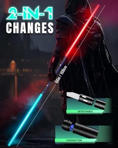 Viglaschill Dueling Lightsaber Toy 20 Colors 4 Modes | Rechargeable 2-in-1 Light Saber for Kids & Adults thumbnail 3