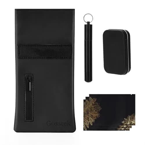 Gosstek Pocket Size Smell Proof Bag with 3 PCS Accessories | Compact PU Leather Travel Case for Women thumbnail 1