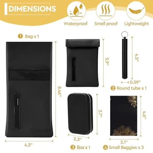 Gosstek Pocket Size Smell Proof Bag with 3 PCS Accessories | Compact PU Leather Travel Case for Women thumbnail 3