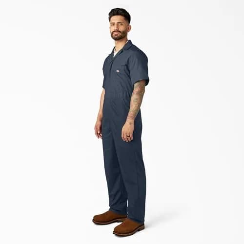 Dickies Short Sleeve Coveralls Regular Fit in Dark Navy | Wrinkle-Resistant, Lightweight Workwear (70-120 chars) thumbnail 3