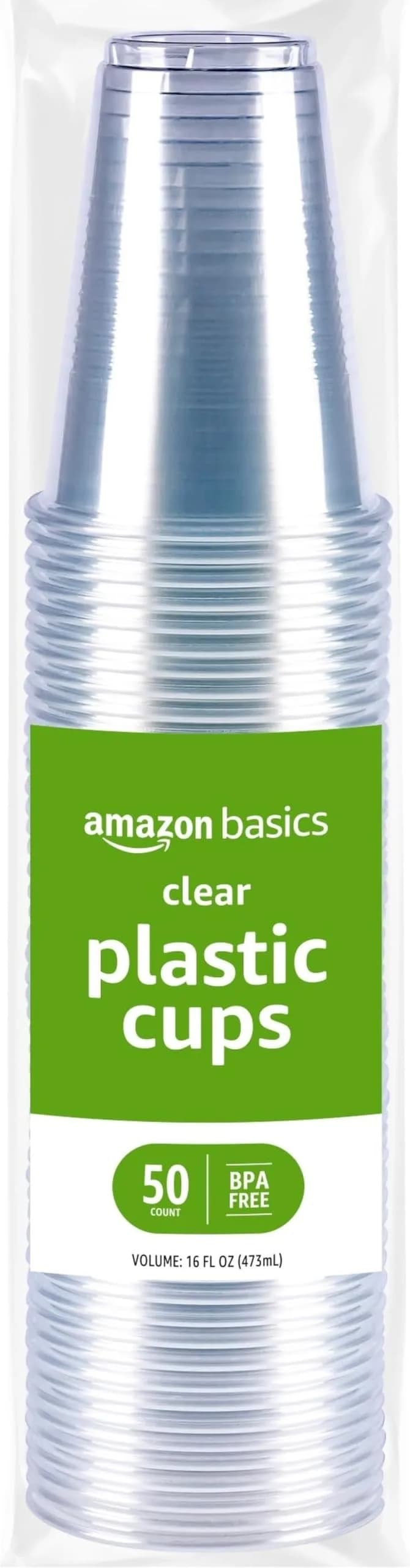 Amazon Basics Clear 16oz Disposable Plastic Cups | 50 Count Value Pack - main product image