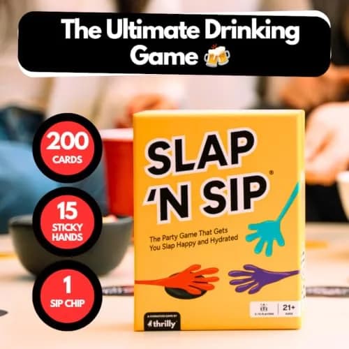 Slap N Sip Adult Drinking Game with 200 Cards & Sticky Hands | Fast-Paced Party Fun for Ages 21+ thumbnail 5