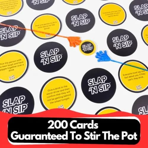 Slap N Sip Adult Drinking Game with 200 Cards & Sticky Hands | Fast-Paced Party Fun for Ages 21+ thumbnail 4