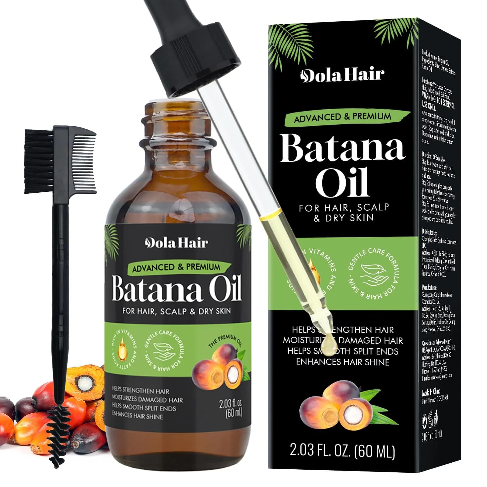 Dolahair Batana Oil for Hair, Scalp & Skin 60 mL (2.03 Fl Oz) | Natural Elaeis Oleifera Kernel Oil for Dry Hair — 2.03 Fl Oz