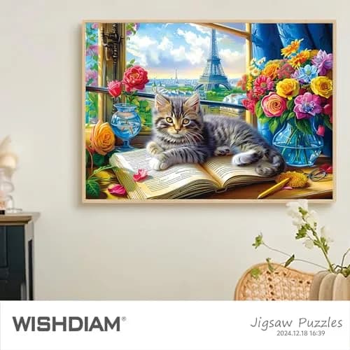RECHIATO Jigsaw Puzzles 1000 Pieces | Challenging Cats & Pets Shadow of Paris thumbnail 2