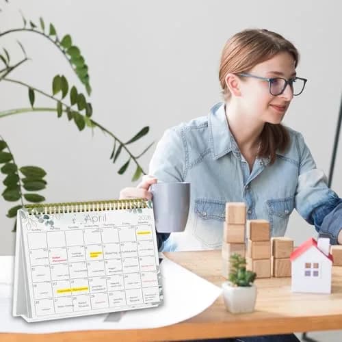 Ymumuda Small Desk Calendar 2026-2027 20 cm x 15 cm | Academic Year Planner with Stickers thumbnail 2