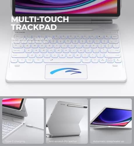 Dexnor Bluetooth Keyboard for Samsung Galaxy Tab S10+ Plus/S9+ Plus/S9 FE+/S7 FE | 12.4 Inch | Long Battery Life & Backlit thumbnail 6