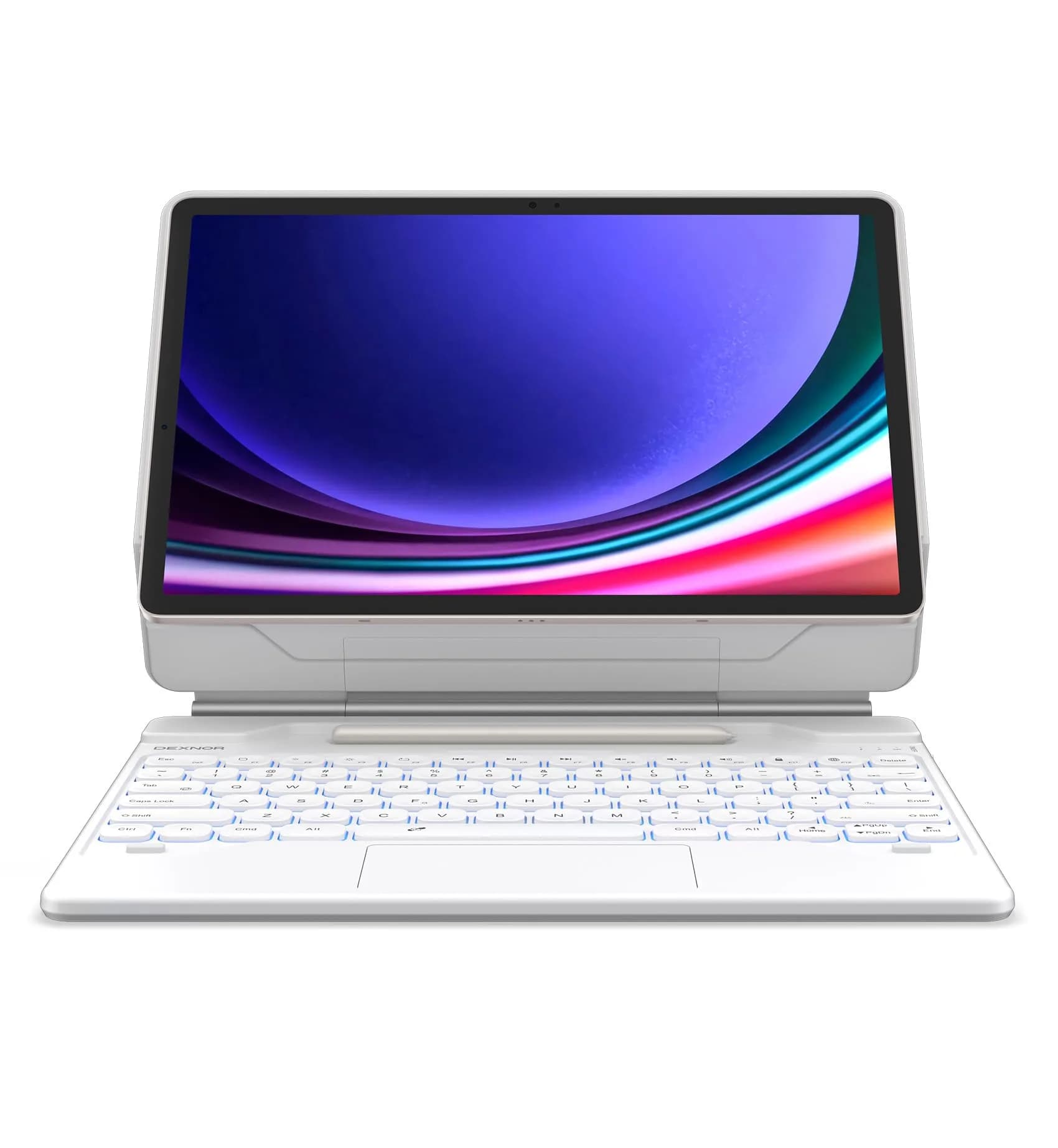 Dexnor Bluetooth Keyboard for Samsung Galaxy Tab S10+ Plus/S9+ Plus/S9 FE+/S7 FE | 12.4 Inch | Long Battery Life & Backlit — White