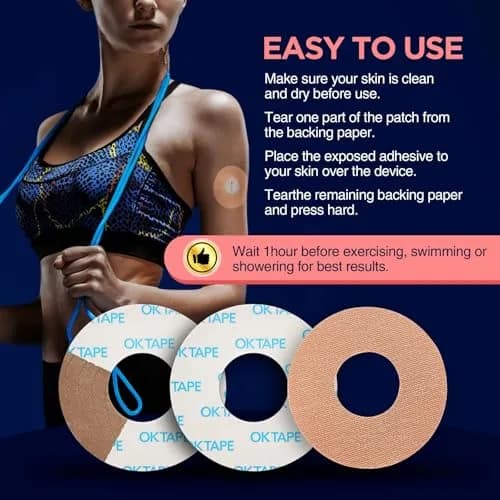 OK TAPE Adhesive Patches for CGM Sensors 30 Count Beige | Waterproof & Sweatproof for Long-Lasting Adhesion thumbnail 4