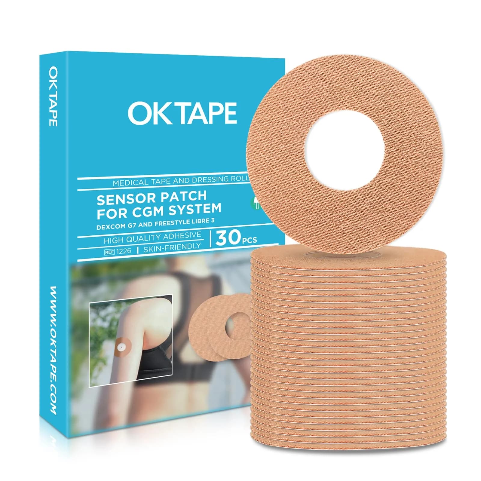 OK TAPE Adhesive Patches for Medtronic Guardian 60 Count (Pack of 4) | Waterproof & Sweatproof CGM Sensor Patches — 30pcs / Adhesive Patches