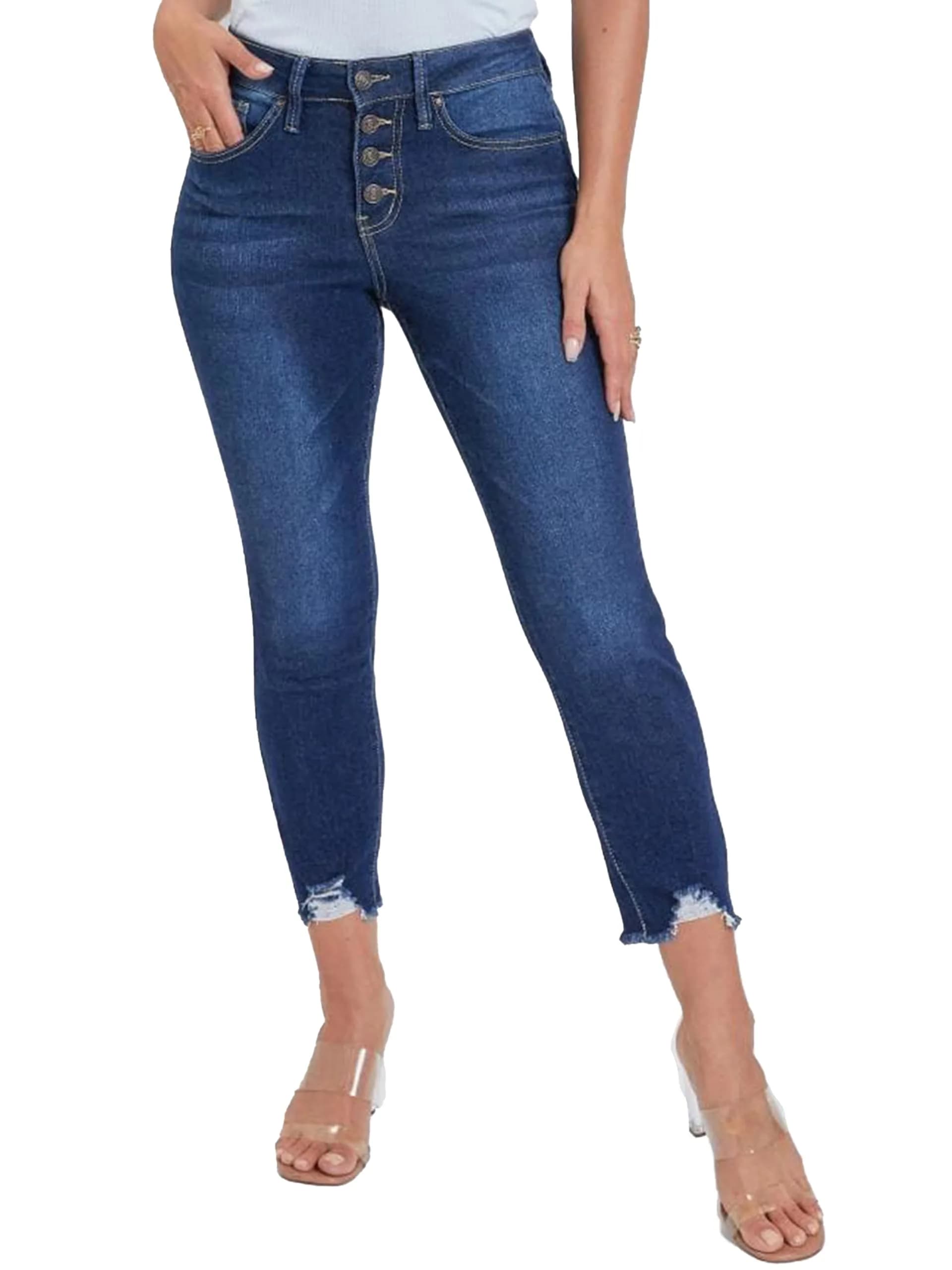 Royalty for Me Women's Petite 4 Button Skinny Ankle Sustainable Jean 10P | Eco-Friendly Slim Fit with Tummy Tuck Waist - main product image