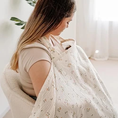 MairMore 100% Muslin Cotton Nursing Cover with Arch Neckline, 102cm x 71cm (40" x 28") | Breathable & Privacy for New Moms thumbnail 2