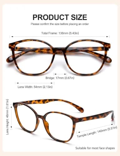 JFXQDR Blue Light Blocking Computer Glasses for Women | TR90 Frame, UV400 Protection, Coco Tortoise thumbnail 4