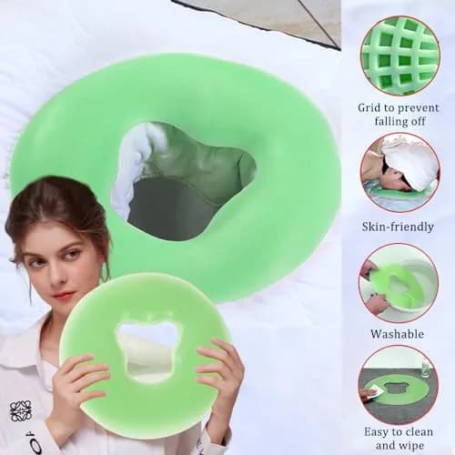 OULIGET Silicone Face Massage Pillow | Soft SPA Headrest for Beauty Beds & Travel (Green) thumbnail 2