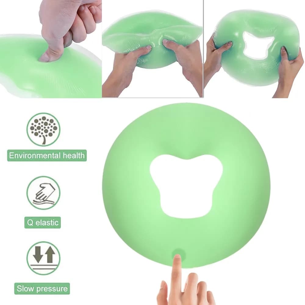 OULIGET Silicone Face Massage Pillow | Soft SPA Headrest for Beauty Beds & Travel (Green) - view 3