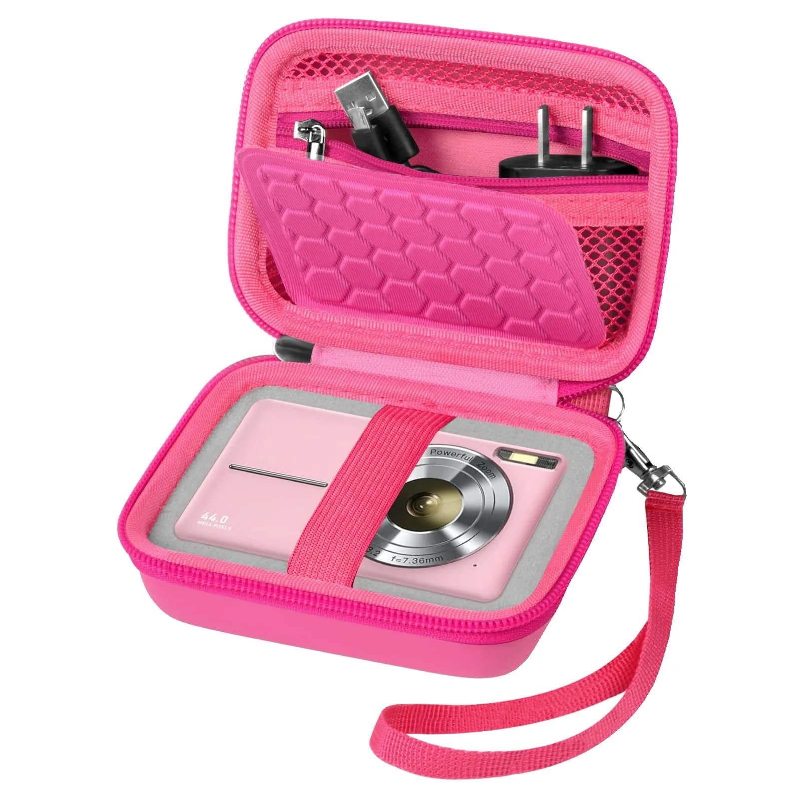 Comecase Digital Camera Case for Kodak PIXPRO FZ45 FZ55, Bright Pink, 12.5cm (4.9in) | Protects Small Cameras Up To 11cm x 7cm x 5.8cm - main product image