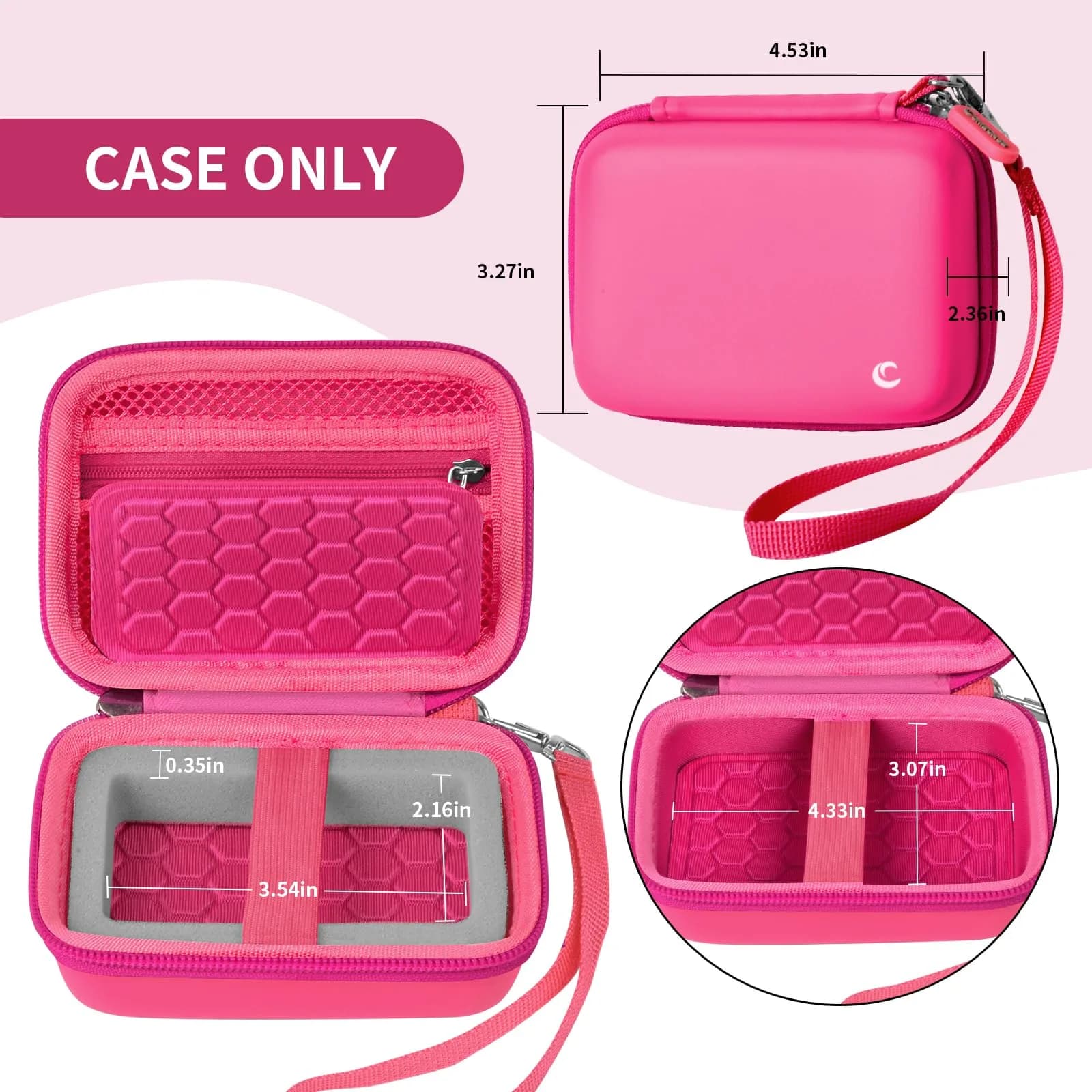 Comecase Digital Camera Case for Kodak PIXPRO FZ45 FZ55, Bright Pink, 12.5cm (4.9in) | Protects Small Cameras Up To 11cm x 7cm x 5.8cm - view 5