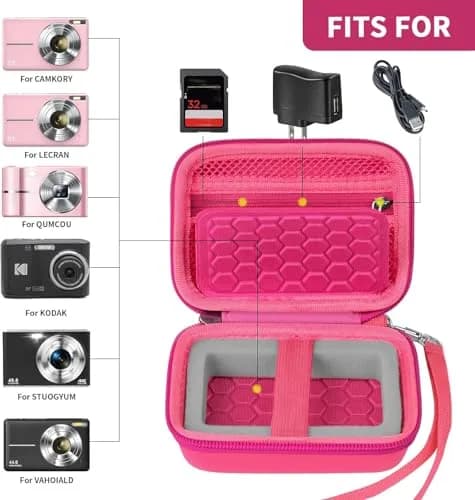 Comecase Digital Camera Case for Kodak PIXPRO FZ45 FZ55, Bright Pink, 12.5cm (4.9in) | Protects Small Cameras Up To 11cm x 7cm x 5.8cm thumbnail 2