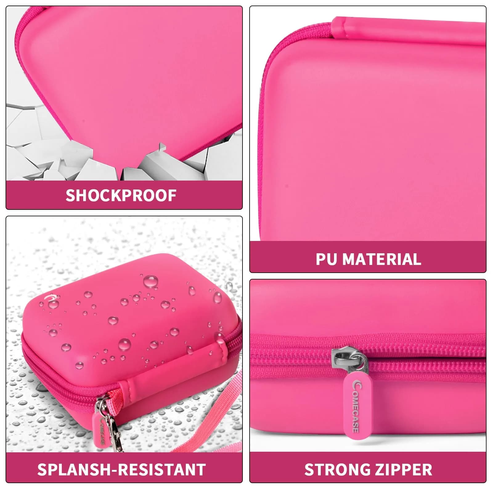 Comecase Digital Camera Case for Kodak PIXPRO FZ45 FZ55, Bright Pink, 12.5cm (4.9in) | Protects Small Cameras Up To 11cm x 7cm x 5.8cm - view 3