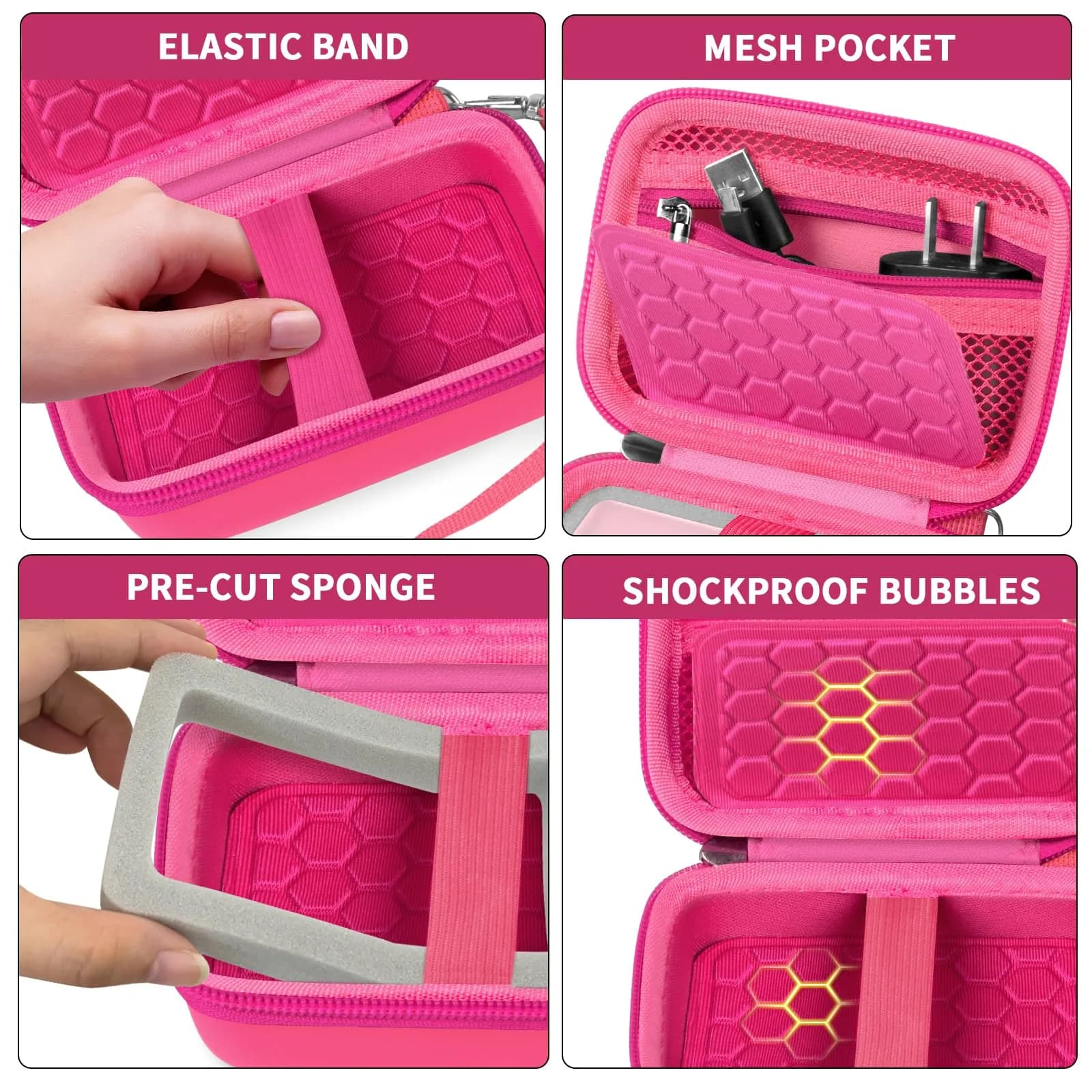 Comecase Digital Camera Case for Kodak PIXPRO FZ45 FZ55, Bright Pink, 12.5cm (4.9in) | Protects Small Cameras Up To 11cm x 7cm x 5.8cm - view 4