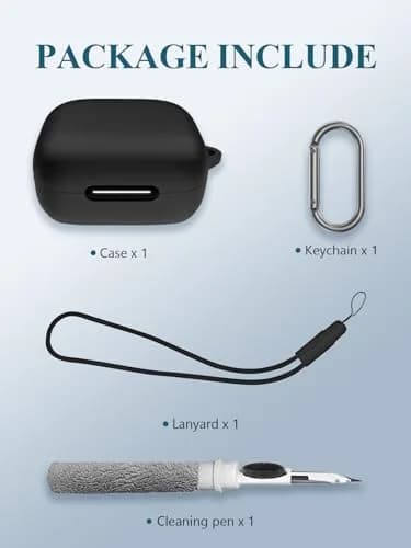 WUNIAK Black Silicone Case for Soundcore by Anker P30i Earbuds | Protective Portable Scratch Shock Resistant Hard Shell with Cleaner Kit & Carabiner & Lanyard thumbnail 2