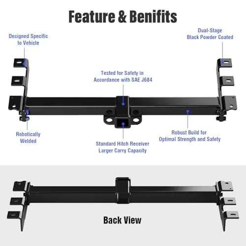 HD Ridez 2 Inch Trailer Hitch Receiver | Class 3, Carbon Steel, Black | Compatible with Chevrolet/GMC thumbnail 2