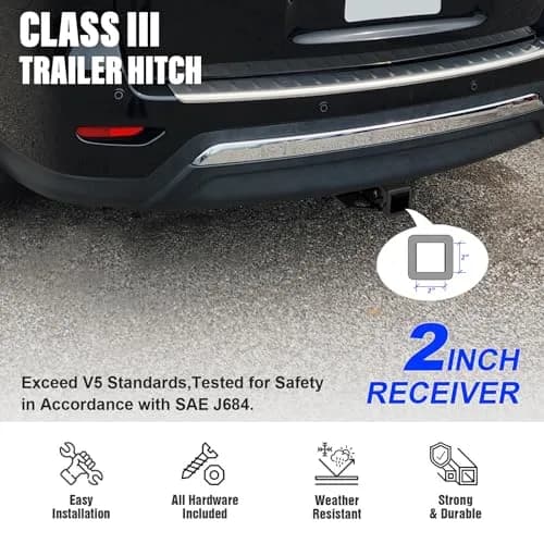 HD Ridez 2 Inch Trailer Hitch Receiver for Nissan/Infiniti | Class 3, Carbon Steel, Black thumbnail 3