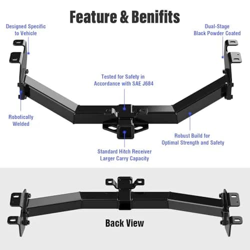 HD Ridez 2 Inch Trailer Hitch Receiver for Chevrolet/GMC | Class 3, Carbon Steel, Black thumbnail 2