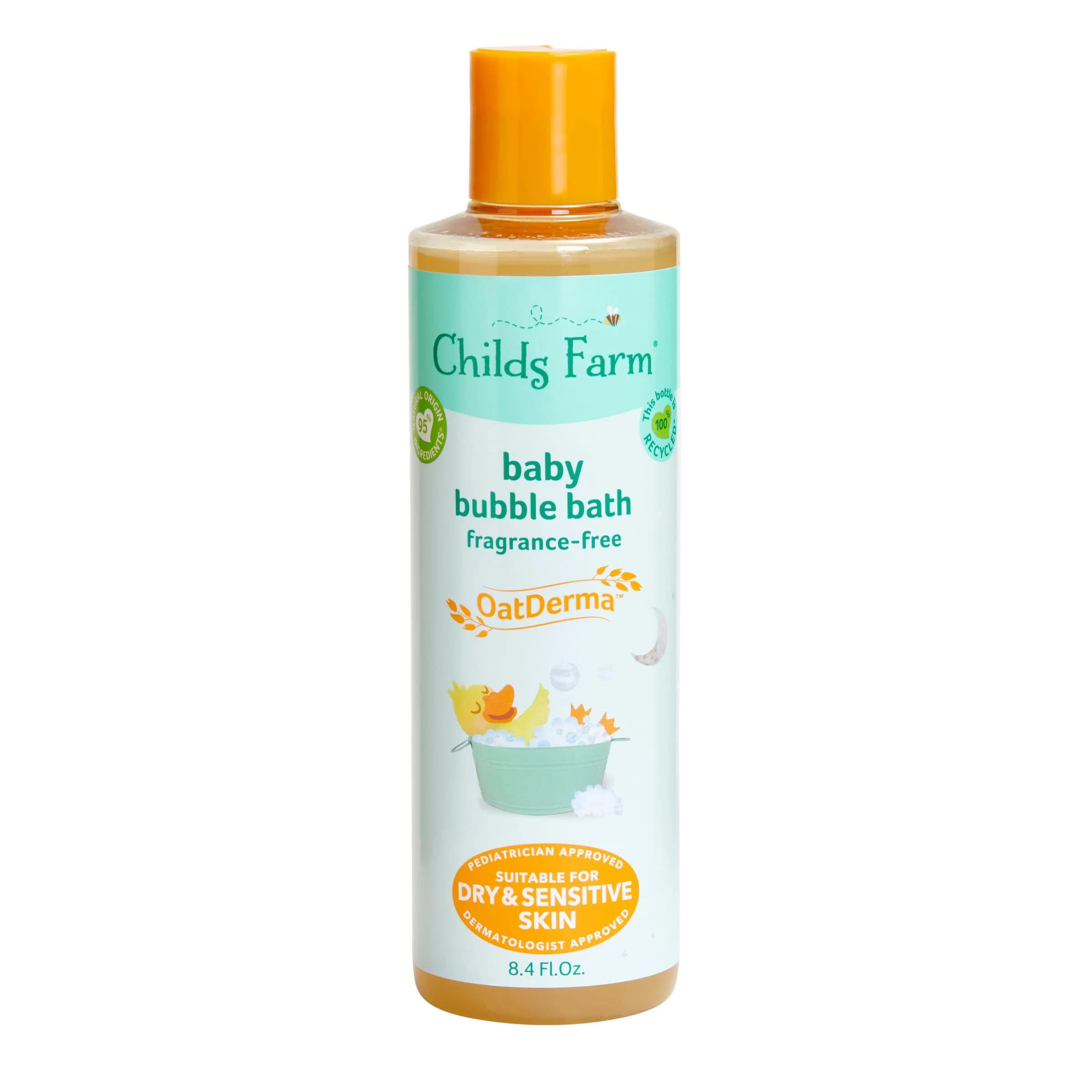 Childs Farm OatDerma Bubble Bath 8.4 Fl Oz | Fragrance-Free, Soothes Dry Skin, Suitable for Newborns — 8.4 Fl Oz