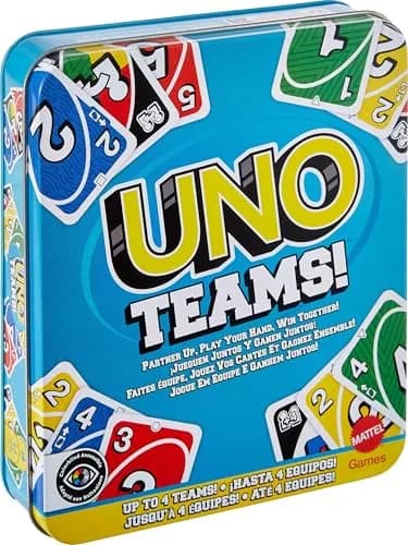 Mattel Games UNO Teams Card Game, Ages 7+, 2-10 Players | Team-Based Gameplay with Special Rules thumbnail 1
