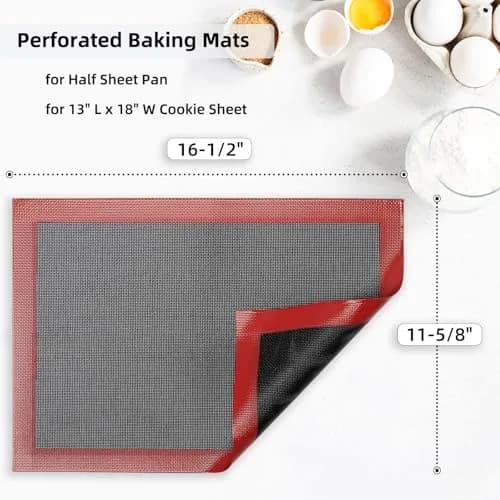Amyandone Silicone Baking Mat with Microperforated, 2 PCS 40cm x 31cm (16" x 12") | Non-Stick Oven Liner for Half Sheet Pan, Reusable Air Mesh Silicone Mat thumbnail 2