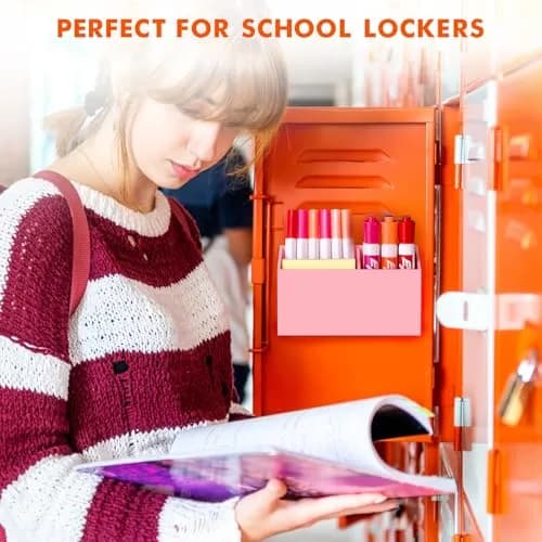 BEYGORM Magnetic Dry Erase Marker Holder with Anti-Slip Pad, 2 Compartments, Pink | 15.0 cm (5.9 in) Organizer for Whiteboards & Fridges thumbnail 5