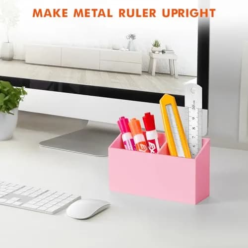 BEYGORM Magnetic Dry Erase Marker Holder with Anti-Slip Pad, 2 Compartments, Pink | 15.0 cm (5.9 in) Organizer for Whiteboards & Fridges thumbnail 6