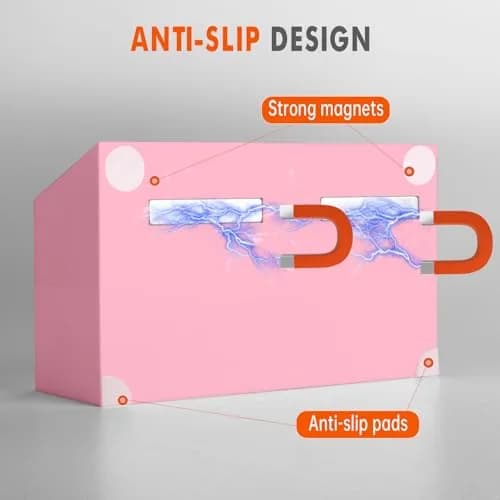 BEYGORM Magnetic Dry Erase Marker Holder with Anti-Slip Pad, 2 Compartments, Pink | 15.0 cm (5.9 in) Organizer for Whiteboards & Fridges thumbnail 2